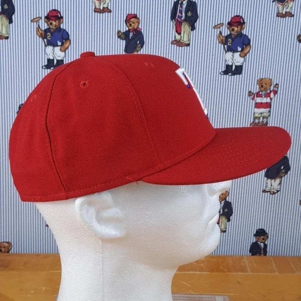 Texas Rangers MLB coach issued Tim Hyers red & white fitted 7 1/4 baseball hat